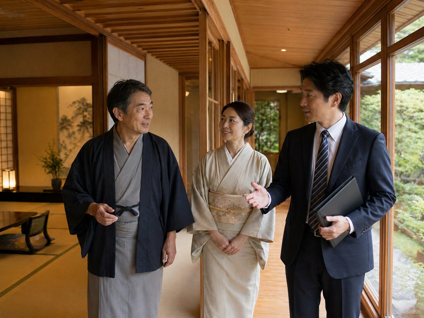 旅館承継について相談する宿泊施設オーナーと専門家