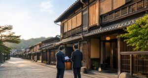 京都の町家旅館M&Aと事業承継をイメージしたアイキャッチ